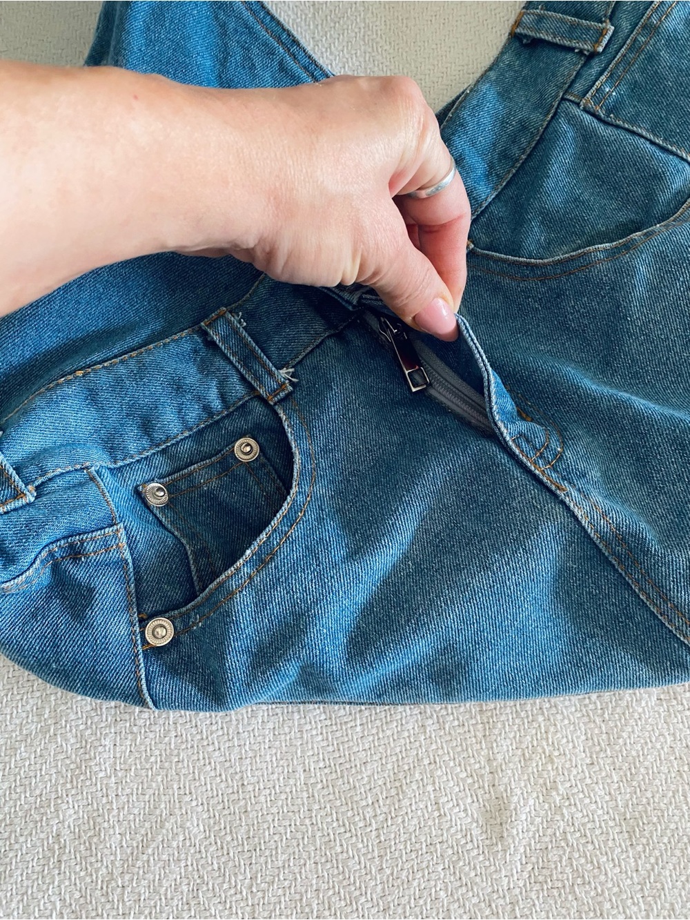 Denim Shoulder Hobo Bag in Blue - Picture 8 of 14